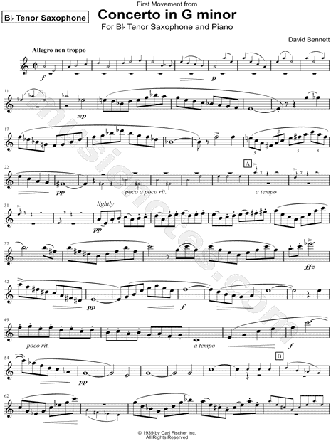 Concerto in G Minor: First Movement - Tenor Saxophone part